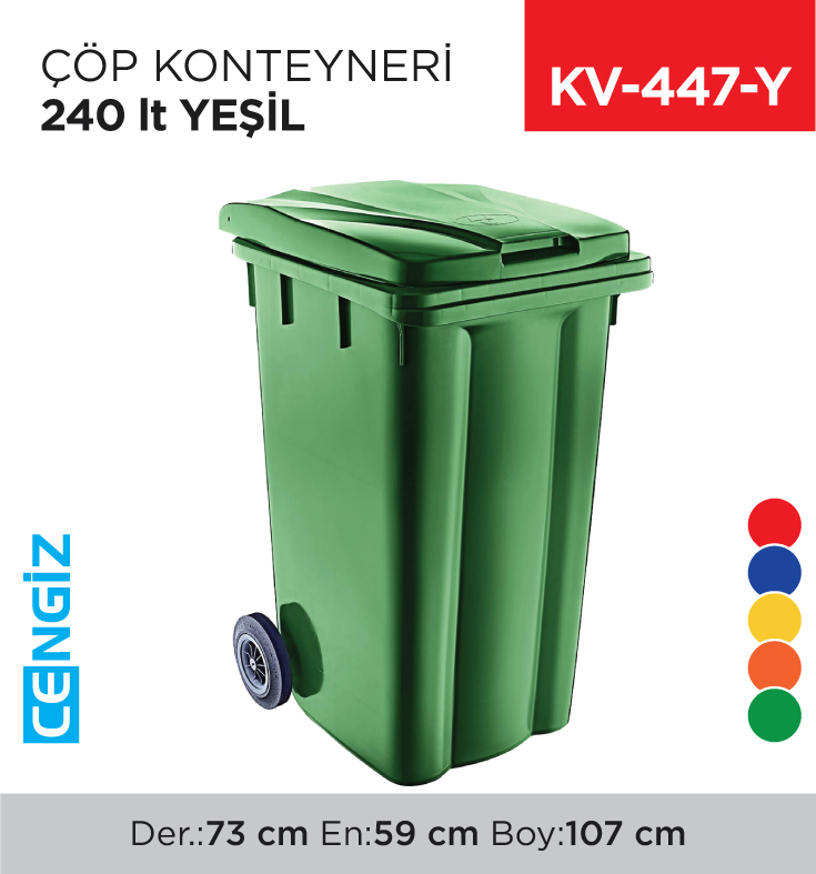 ÇÖP KONTEYNERİ 240 LT YEŞİL (6510)
