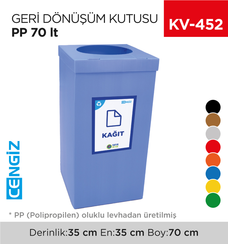GERİ DÖNÜŞÜM KUTUSU PP 70 LT