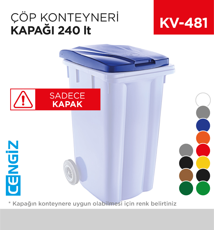 ÇÖP KONTEYNERİ KAPAĞI 240 LT
