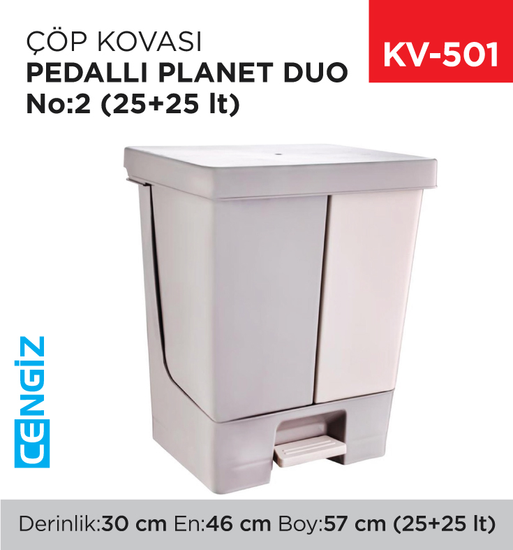 PEDALLI ÇÖP KOVASI PLANET DUO NO:2 (25+25 LT)(UP312)