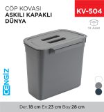 ASKILI KAPAKLI ÇÖP KOVASI DÜNYA (07110)