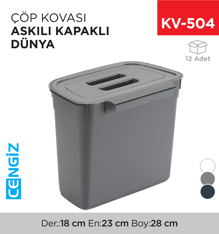 ASKILI KAPAKLI ÇÖP KOVASI DÜNYA (07110)