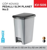 PEDALLI SLİM ÇÖP KOVASI PLANET NO:3 (40 LT)(UP402)