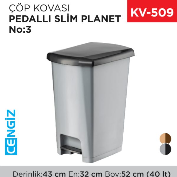 PEDALLI SLİM ÇÖP KOVASI PLANET NO:3 (40 LT)(UP402)