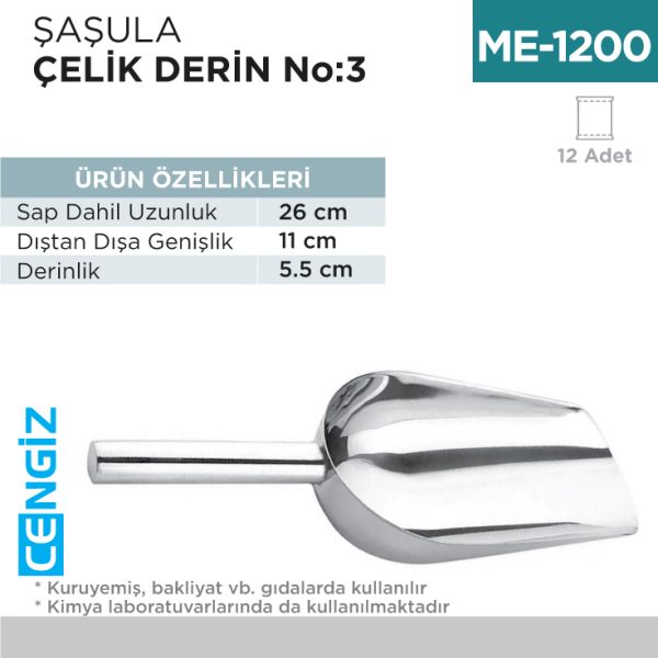 ŞAŞULA ÇELİK DERİN NO:3 (26 CM) (CEK-27)