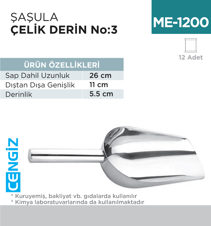 ŞAŞULA ÇELİK DERİN NO:3 (26 CM) (CEK-27)