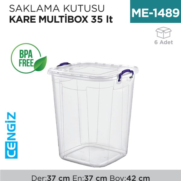 SAKLAMA KUTUSU KARE M.BOX 35 LT ŞEFFAF (E-628)