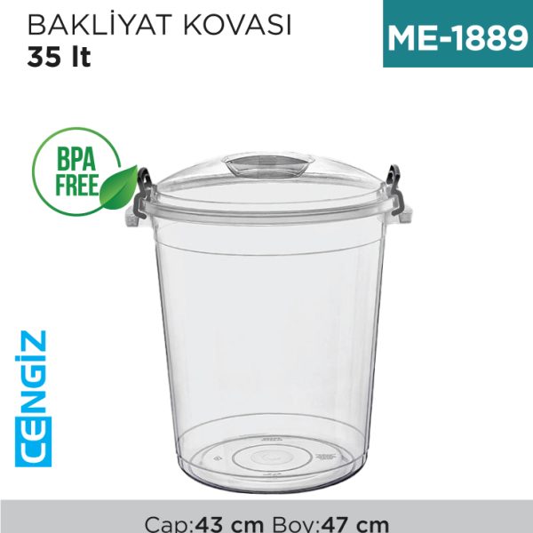 BAKLİYAT KOVASI ŞEFFAF 35 LT (E-579)