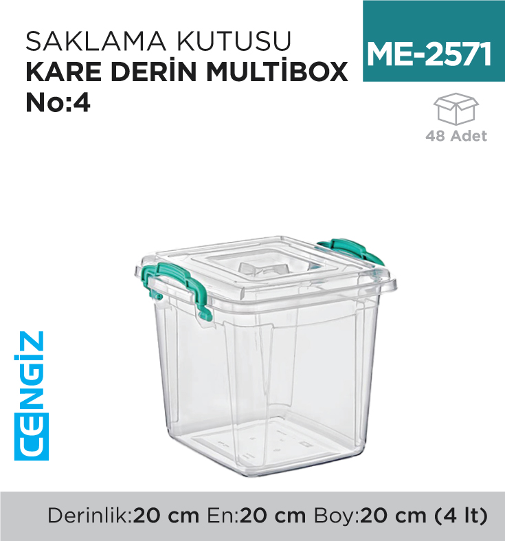 SAKLAMA KUTUSU KARE DERİN M.BOX NO:4 (4 LT) (E-623)