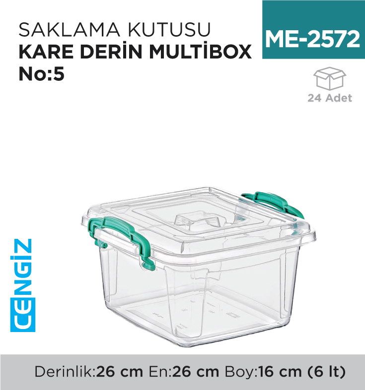 SAKLAMA KUTUSU KARE DERİN M.BOX NO:5 (6 LT) (E-624)