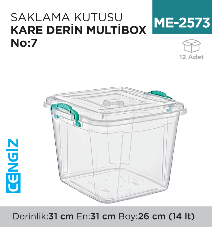 SAKLAMA KUTUSU KARE DERİN M.BOX NO:7 (14 LT) (E-626)