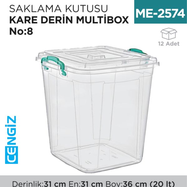 SAKLAMA KUTUSU KARE DERİN M.BOX NO:8 (20 LT) (E-627)