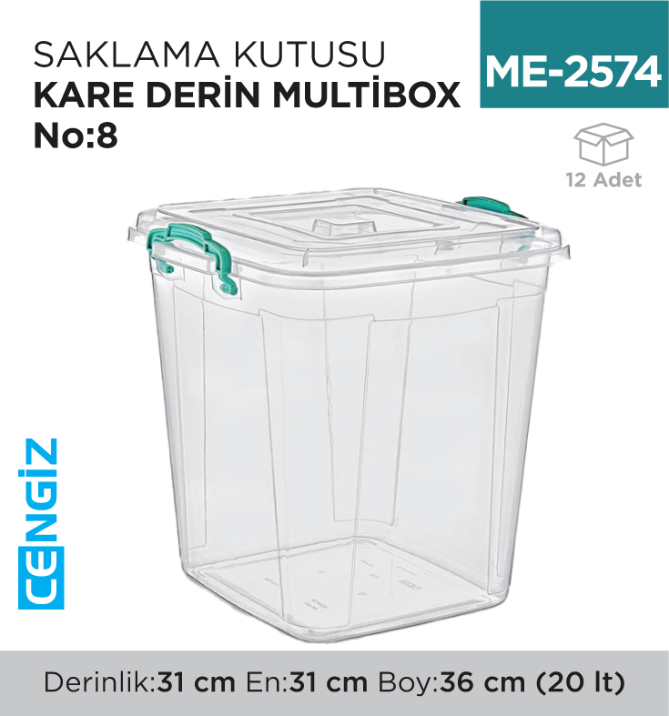 SAKLAMA KUTUSU KARE DERİN M.BOX NO:8 (20 LT) (E-627)