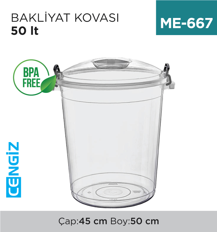 BAKLİYAT KOVASI ŞEFFAF 50 LT (E-582)