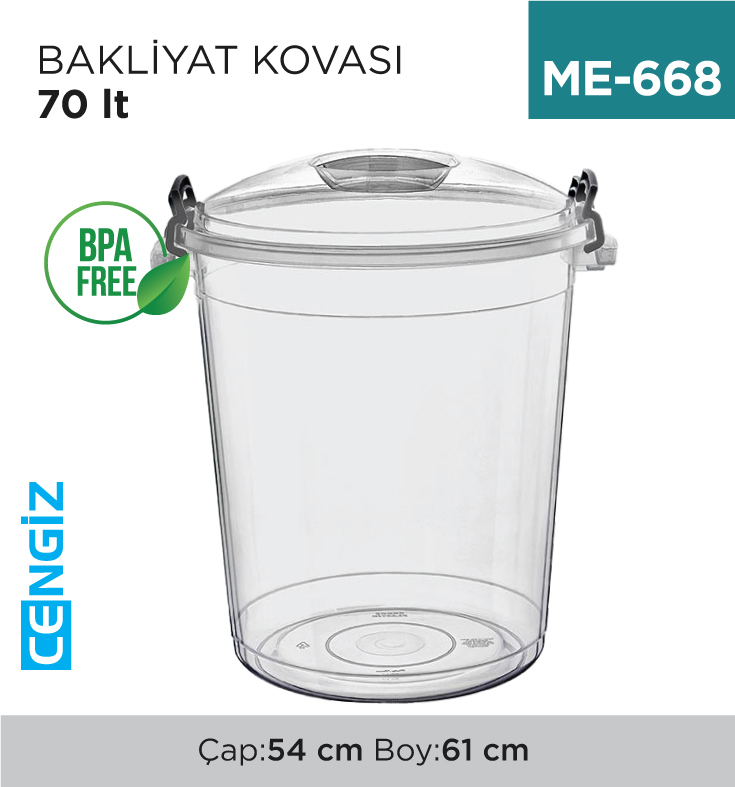BAKLİYAT KOVASI ŞEFFAF 70 LT (E-583)