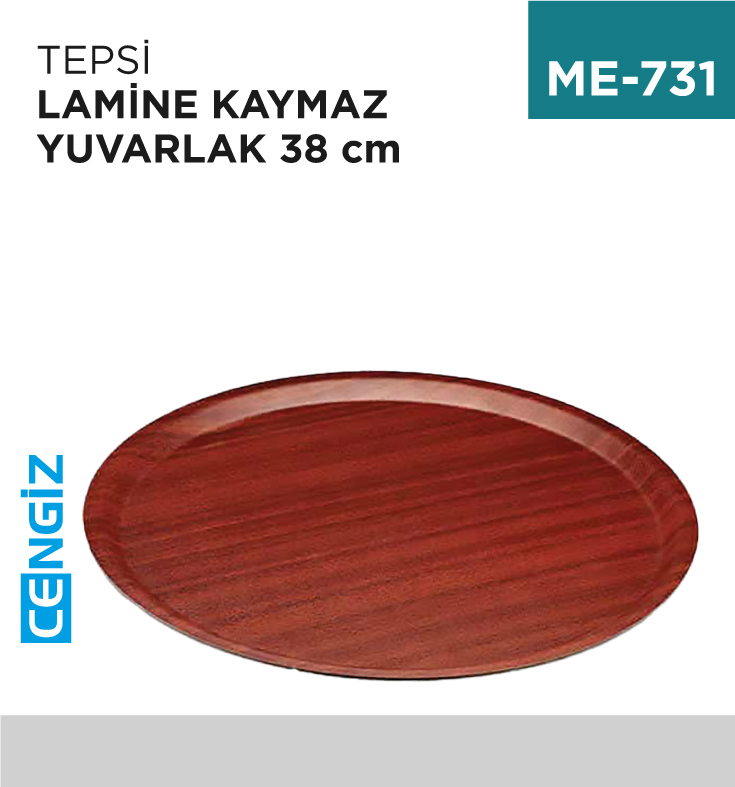 TEPSİ LAMİNE KAYMAZ YUVARLAK 38 CM