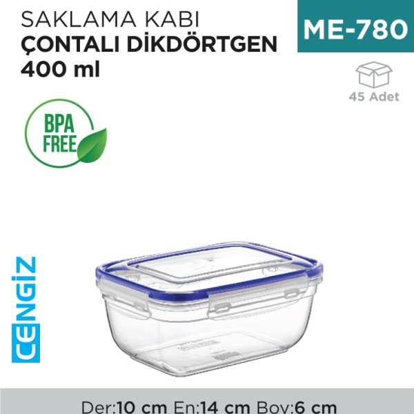 CONTALI DİKDÖRTGEN SAKLAMA KABI 400 ML(30811)