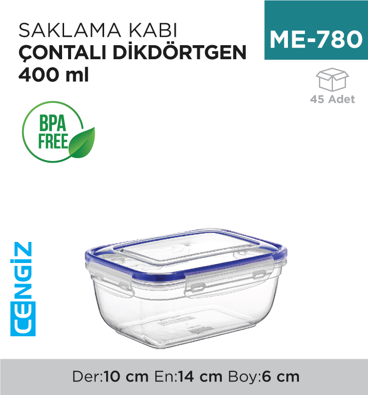 CONTALI DİKDÖRTGEN SAKLAMA KABI 400 ML(30811)