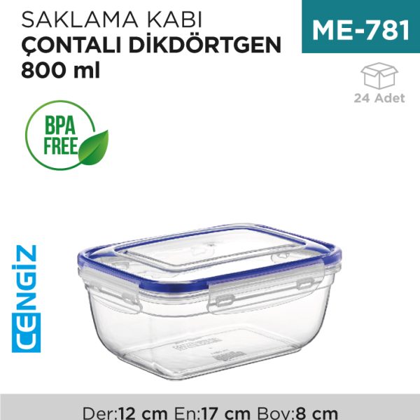 CONTALI DİKDÖRTGEN SAKLAMA KABI 800 ML(30812)