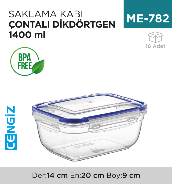CONTALI DİKDÖRTGEN SAKLAMA KABI 1400 ML(30813)