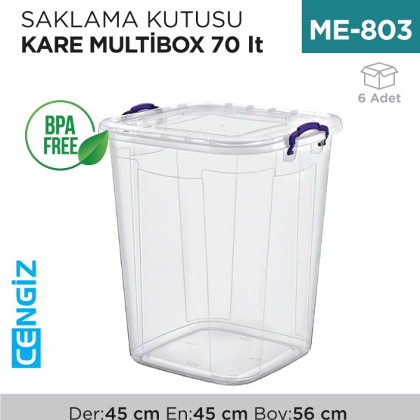 SAKLAMA KUTUSU KARE M.BOX 70 LT ŞEFFAF (E-631)