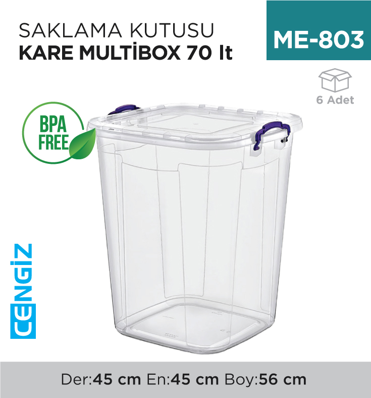 SAKLAMA KUTUSU KARE M.BOX 70 LT ŞEFFAF (E-631)