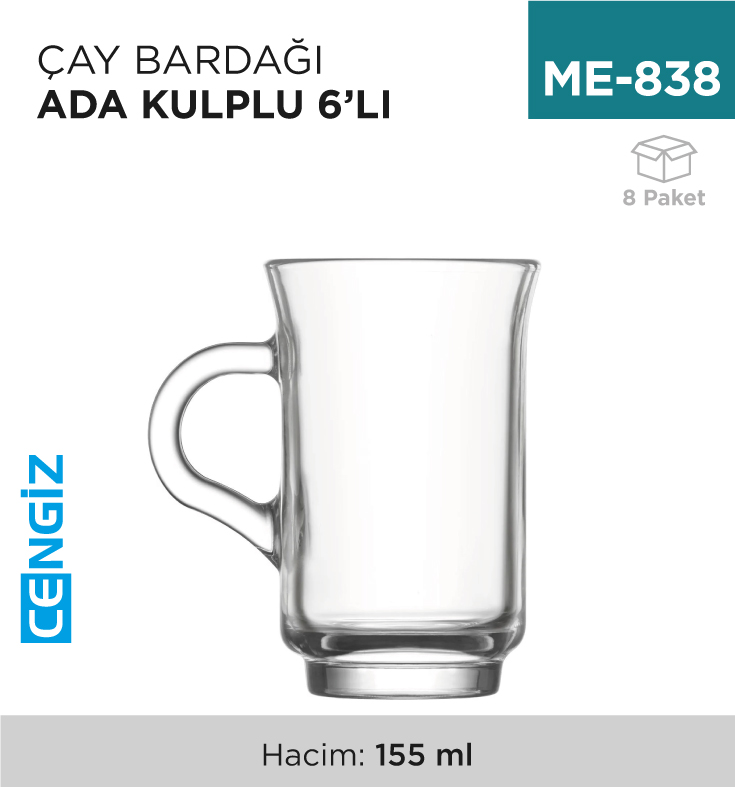 ÇAY BARDAĞI KULPLU ADA 6LI (ADA408)