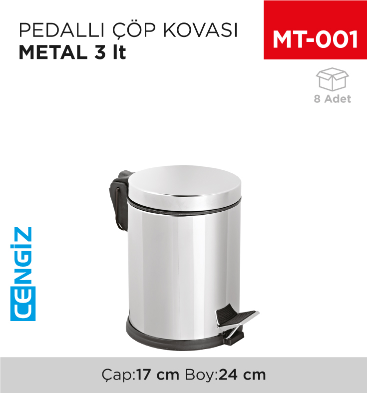 PEDALLI ÇÖP KOVASI METAL 3 LT(1001) (402)