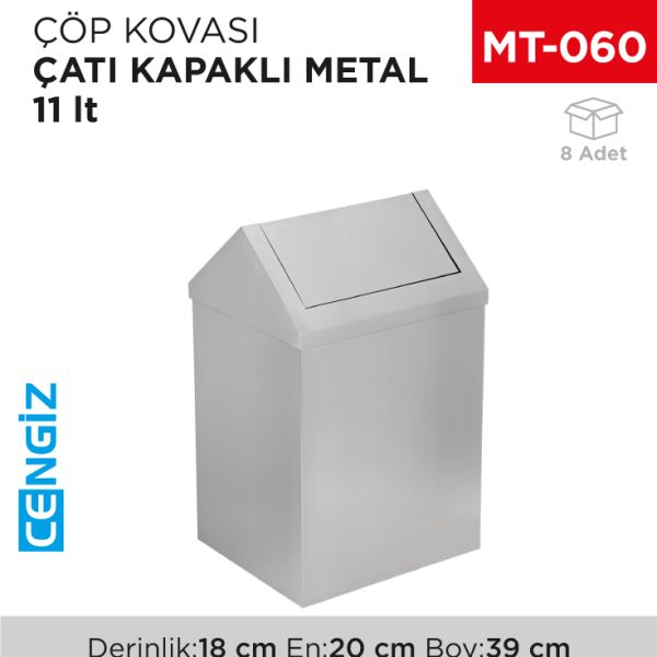 ÇATI KAPAKLI ÇÖP KOVASI METAL 11 LT (1305)(438)