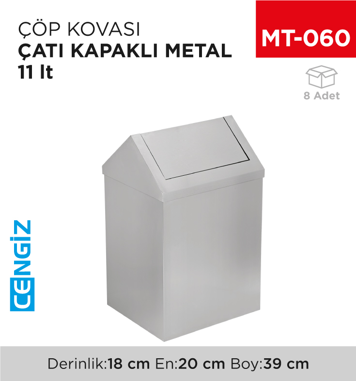 ÇATI KAPAKLI ÇÖP KOVASI METAL 11 LT (1305)(438)