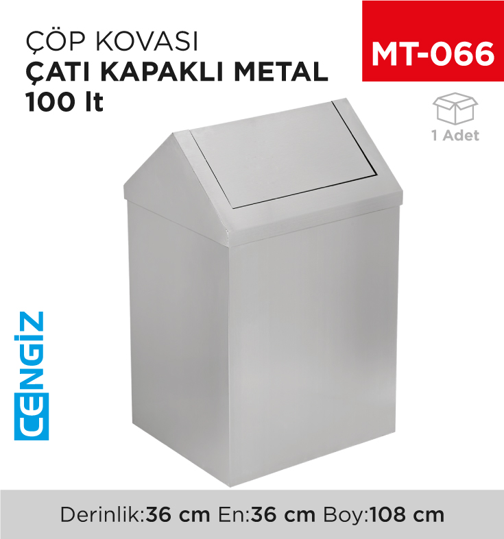 ÇATI KAPAKLI ÇÖP KOVASI METAL 100 LT (1311)