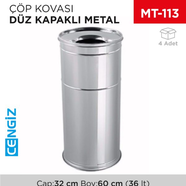 DÜZ KAPAKLI ÇÖP KOVASI METAL (447B)