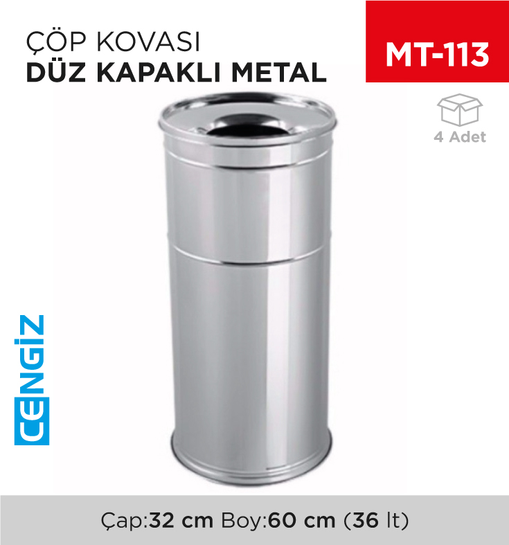 DÜZ KAPAKLI ÇÖP KOVASI METAL (447B)