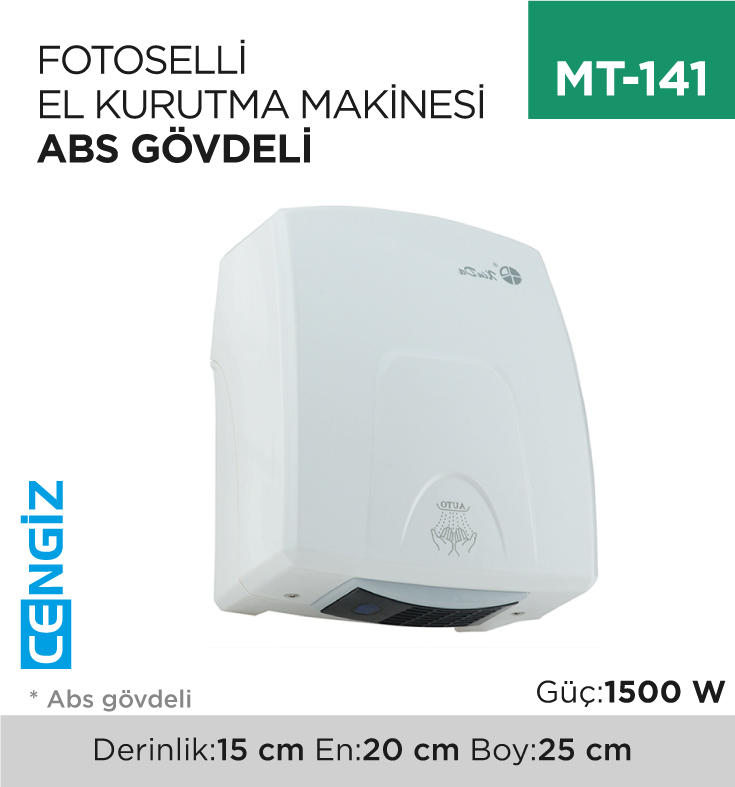 FOTOSELLİ EL KURUTMA MAKİNASI ABS GÖVDELİ 1500 WATT (GSQ150)