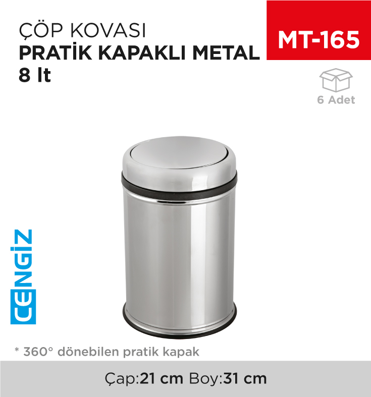 PRATİK KAPAKLI ÇÖP KOVASI METAL 8 LT (801)