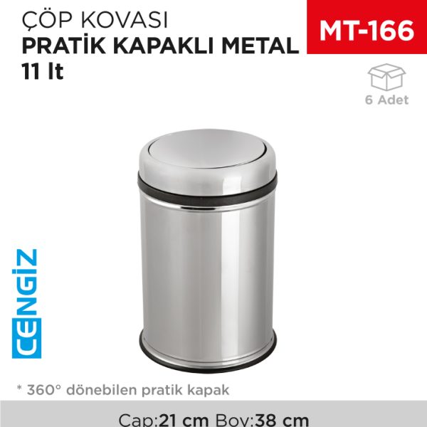 PRATİK KAPAKLI ÇÖP KOVASI METAL 11 LT (802)