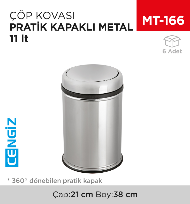 PRATİK KAPAKLI ÇÖP KOVASI METAL 11 LT (802)
