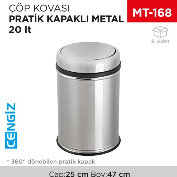 PRATİK KAPAKLI ÇÖP KOVASI METAL 20 LT (804)