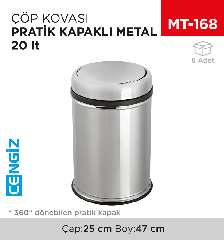 PRATİK KAPAKLI ÇÖP KOVASI METAL 20 LT (804)