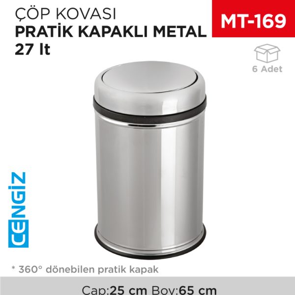 PRATİK KAPAKLI ÇÖP KOVASI METAL 27 LT (805)