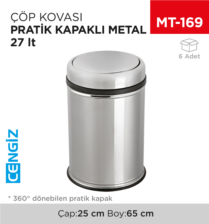 PRATİK KAPAKLI ÇÖP KOVASI METAL 27 LT (805)