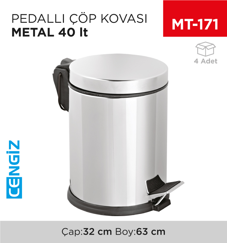 PEDALLI ÇÖP KOVASI METAL 40 LT EVSEL(1020)(409)