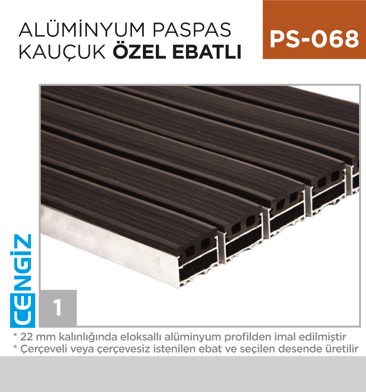 ALÜMİNYUM PASPAS KAUÇUK ÖZEL EBATLI