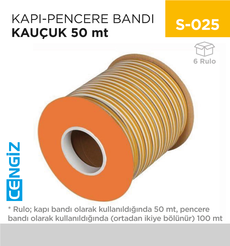 KAPI-PENCERE BANDI KAUÇUK ACORD (2*50=100 MT)