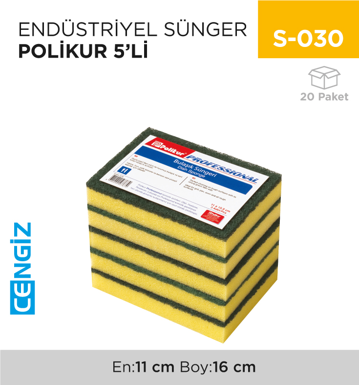 ENDÜSTRİYEL SÜNGER POLİKUR 5Lİ (679)