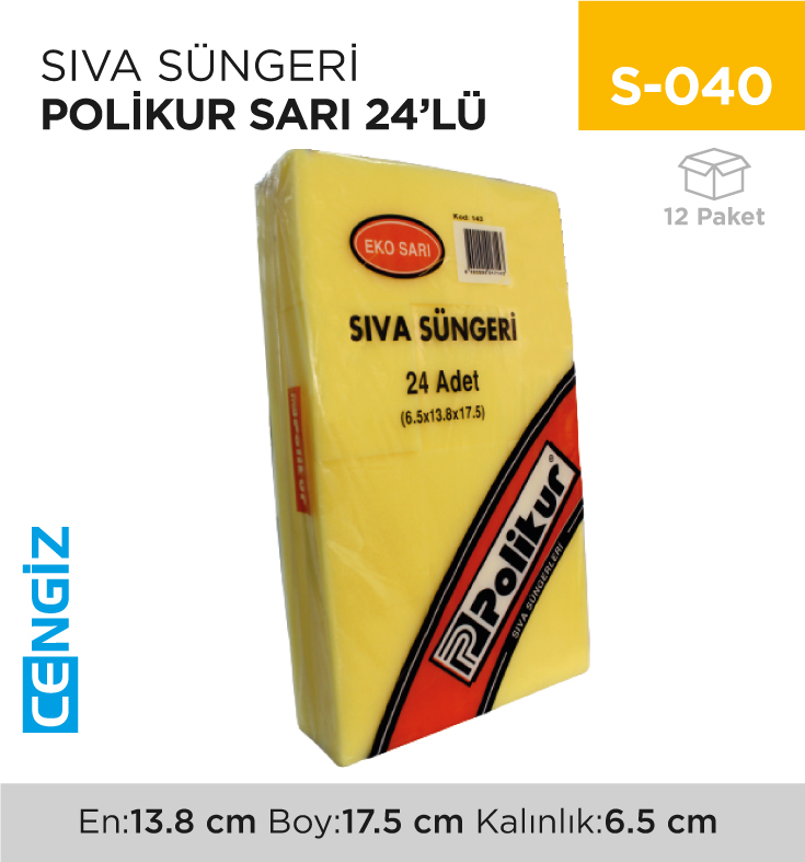 SIVA SÜNGERİ POLİKUR SARI 24LÜ (143)