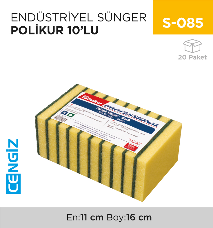 ENDÜSTRİYEL SÜNGER POLİKUR 10LU (2650)