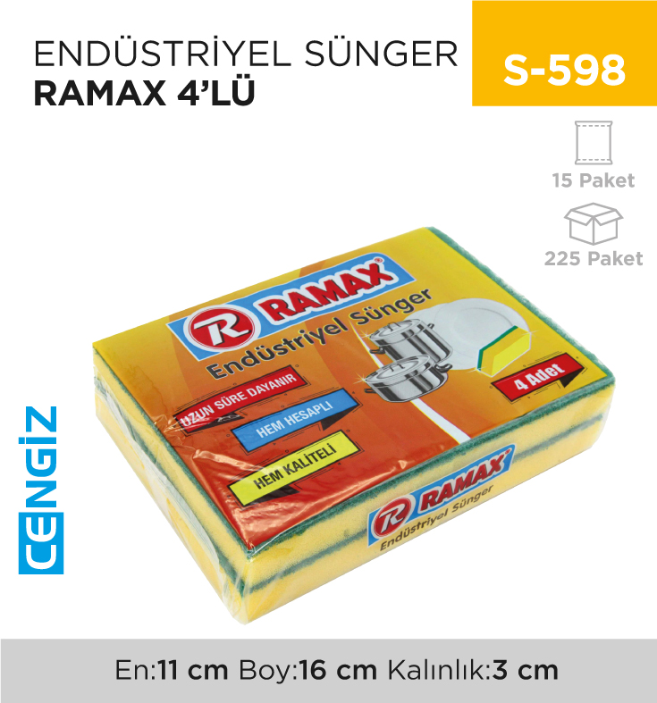 ENDÜSTRİYEL SÜNGER RAMAX 4LÜ