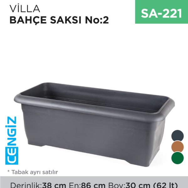 VİLLA BAHÇE SAKSI NO:2 TABAKSIZ (62 LT)
