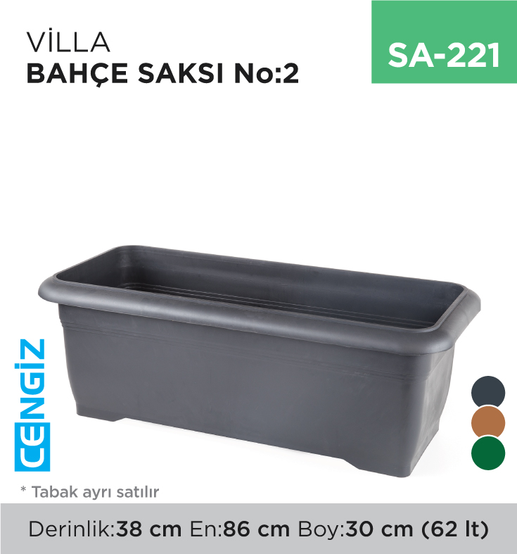 VİLLA BAHÇE SAKSI NO:2 TABAKSIZ (62 LT)
